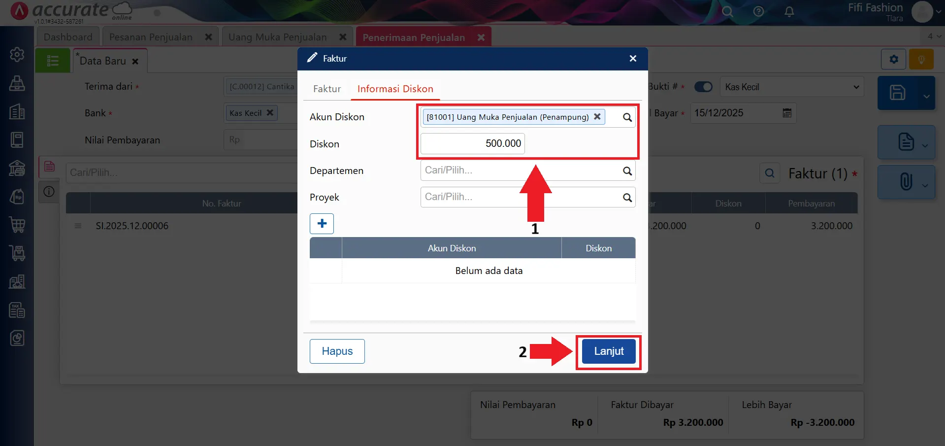 Mencatat uang muka penjualan berupa barang